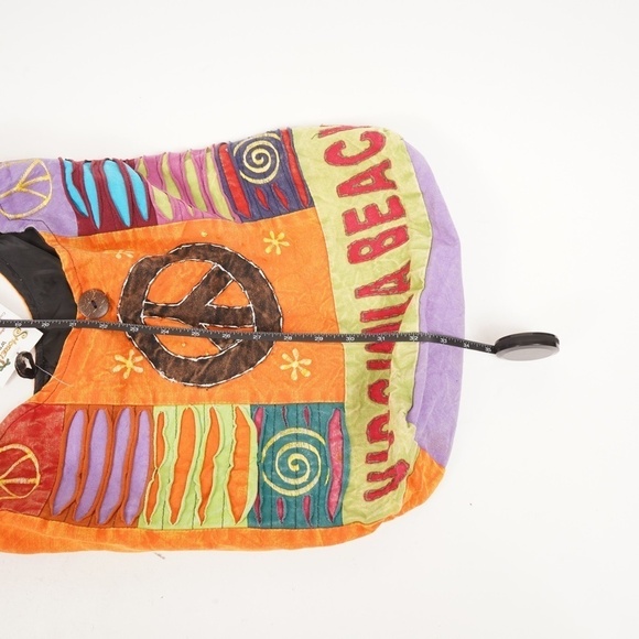 Shoreline Virginia Beach Orange With Peace Signs‎ Large Tote Bag - Picture 12 of 16